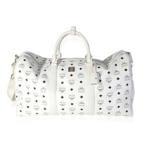 MCM White Visetos Ottomar Duffle Bag